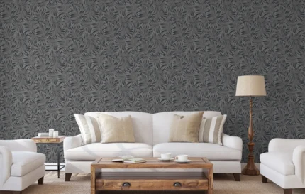 Gray Embossed Wallpaper – Flocked Velvet (7812-4)